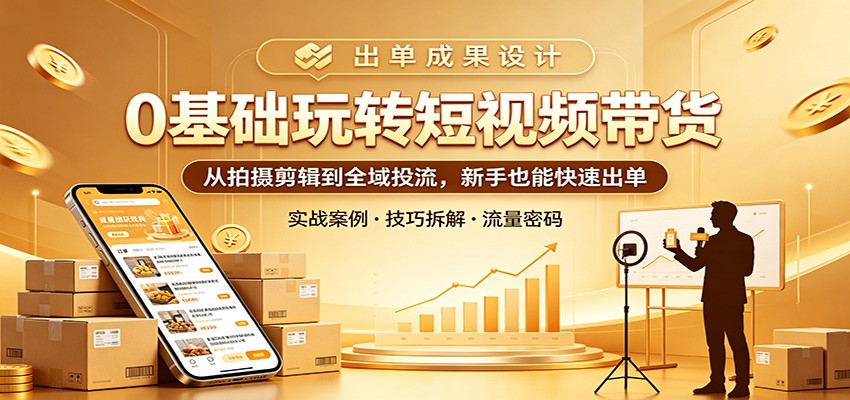 0基础玩转短视频带货：从拍摄剪辑到全域投流，新手也能快速出单-hl998