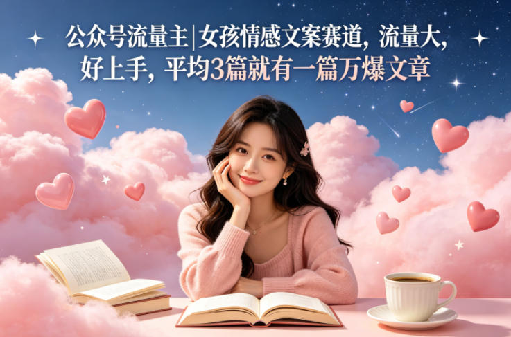 公众号流量主女孩情感文案赛道，流量大，好上手，平均3篇就有一篇万爆文章-hl998