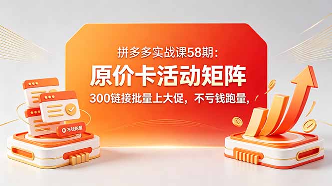 拼多多实战课58期：原价卡活动矩阵，300链接批量上大促，不亏钱跑量-hl998