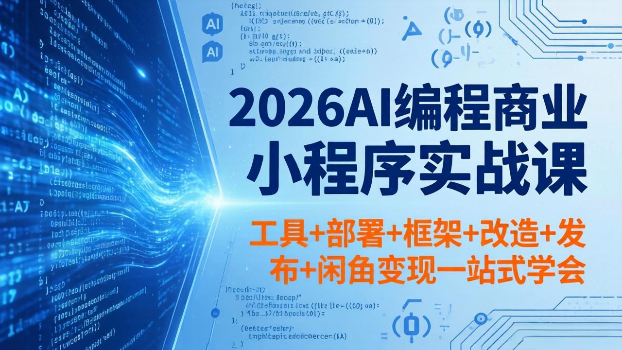 2026AI编程商业小程序实战课，工具+部署+框架+改造+发布+闲鱼变现一站式学会-hl998