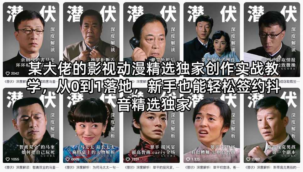 某大佬的影视动漫精选独家创作实战教学，从0到1落地，新手也能轻松签约抖音精选独家-hl998