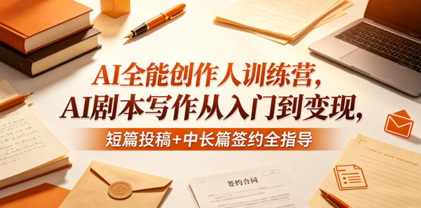 AI全能创作人训练营，AI剧本写作从入门到变现，短篇投稿+中长篇签约全指导-hl998