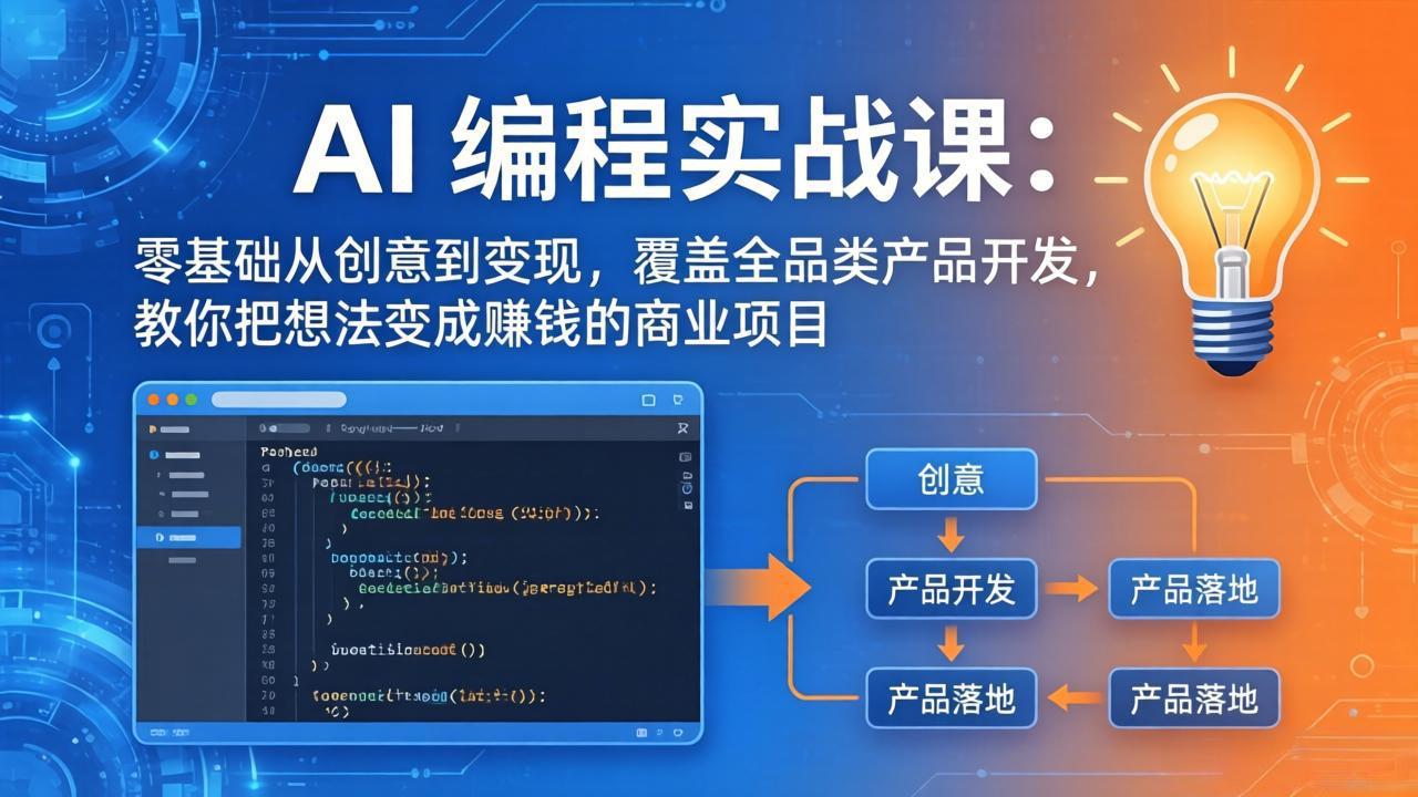 AI编程实战课-第三期-5月3更新：零基础从创意到变现，覆盖全品类产品开发，把想法变成赚钱项目-hl998