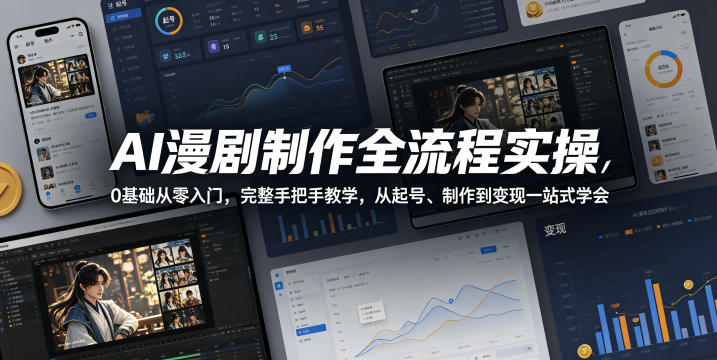 AI漫剧制作全流程实操，0基础从零入门，完整手把手教学，从起号、制作到变现一站式学会-hl998