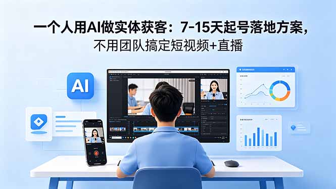 一个人用AI做实体获客：7-15天起号落地方案，不用团队搞定短视频+直播-hl998