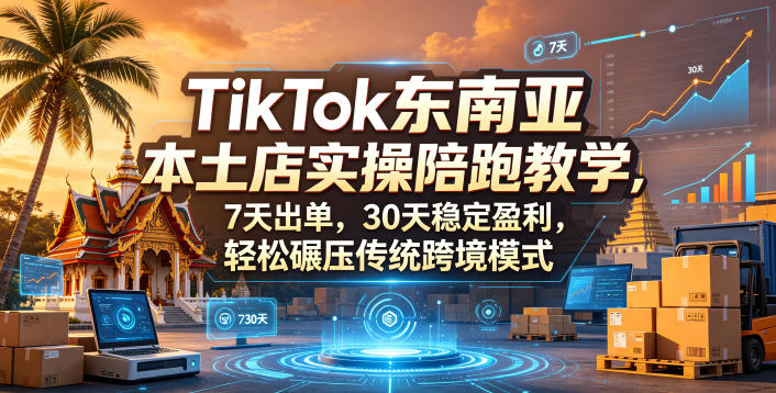 TikTok东南亚本土店实操陪跑教学，7天出单，30天稳定盈利，轻松碾压传统跨境模式-hl998