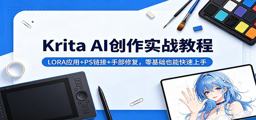 Krita AI创作实战教程：LORA应用+PS链接+手部修复，零基础也能快速上手-hl998