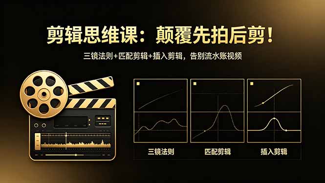 剪辑思维课：颠覆先拍后剪！三镜法则+匹配剪辑+插入剪辑，告别流水账视频-hl998