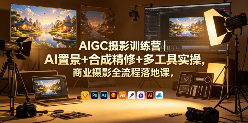 AIGC摄影训练营｜AI置景+合成精修+多工具实操，商业摄影全流程落地课-hl998