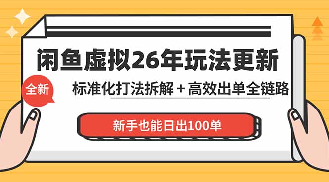 闲鱼虚拟从0到1系统化运营课程：标准化打法拆解 + 高效出单全链路教学，新手也能日出100单-hl998