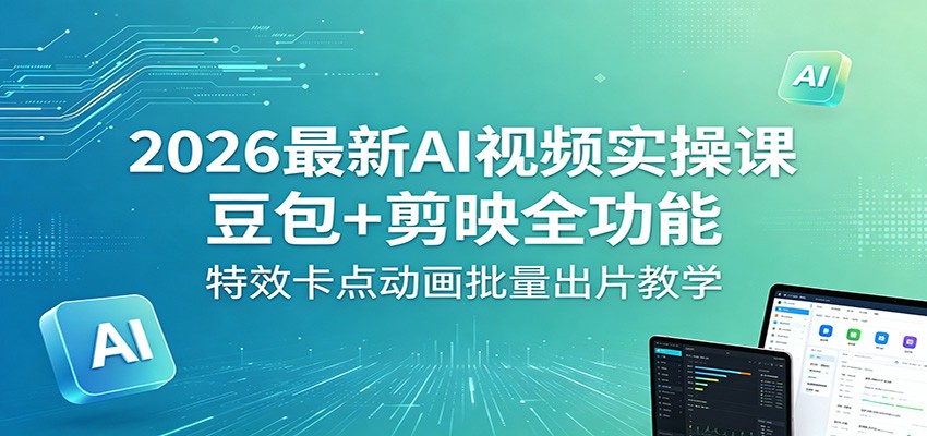 2026最新AI视频实操课：豆包+剪映全功能，特效卡点动画批量出片教学-hl998