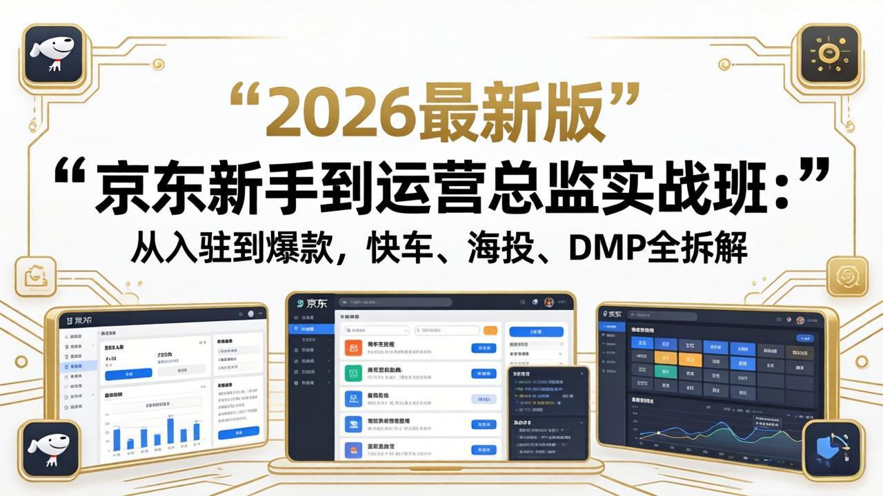 京东新手到运营总监实战班：从入驻到爆款，快车、海投、DMP全拆解，2026最新版-hl998