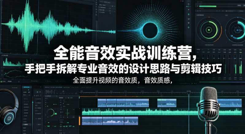 全能音效实战训练营，手把手拆解专业音效的设计思路与剪辑技巧，全面提升视频的音效质感-hl998