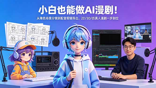 小白也能做AI漫剧！从角色场景分镜到配音剪辑导出，2D/3D/仿真人漫剧一步到位-hl998