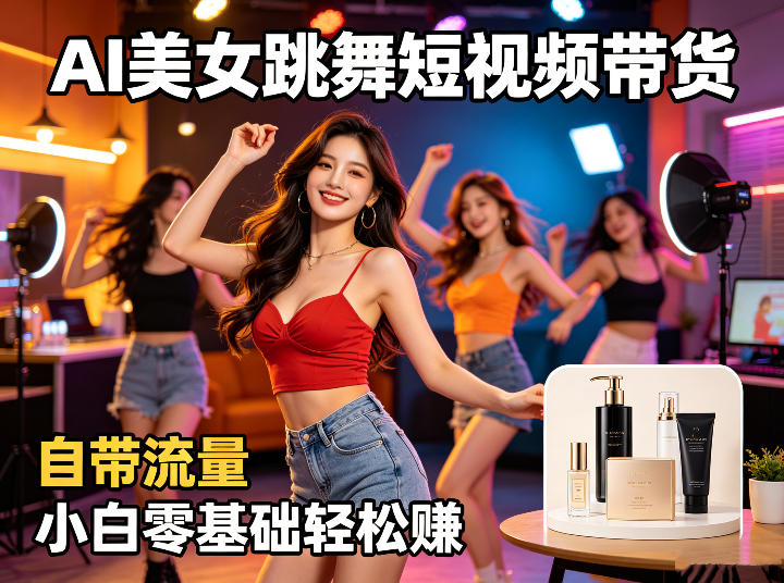 AI美女跳舞短视频带货：自带流量，小白零基础轻松賺，详细拆解-hl998