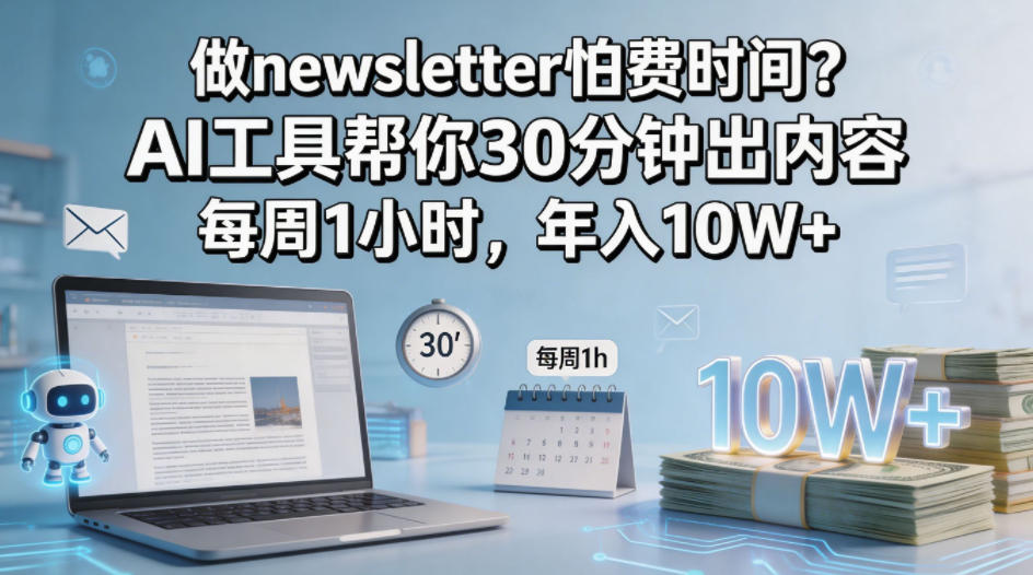 做newsletter怕费时间？AI工具帮你30分钟出内容，每周1小时，年入10W+！【原创双语字幕】-hl998