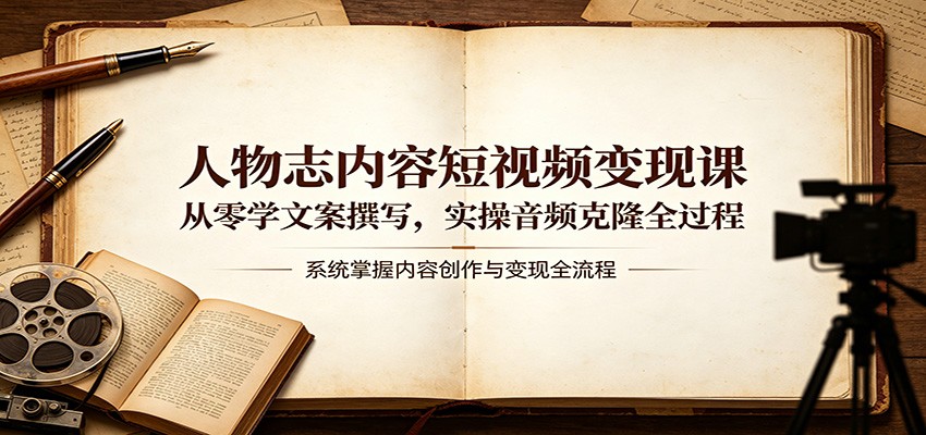 人物志内容短视频变现课：从零学文案撰写，实操音频克隆全过程-hl998