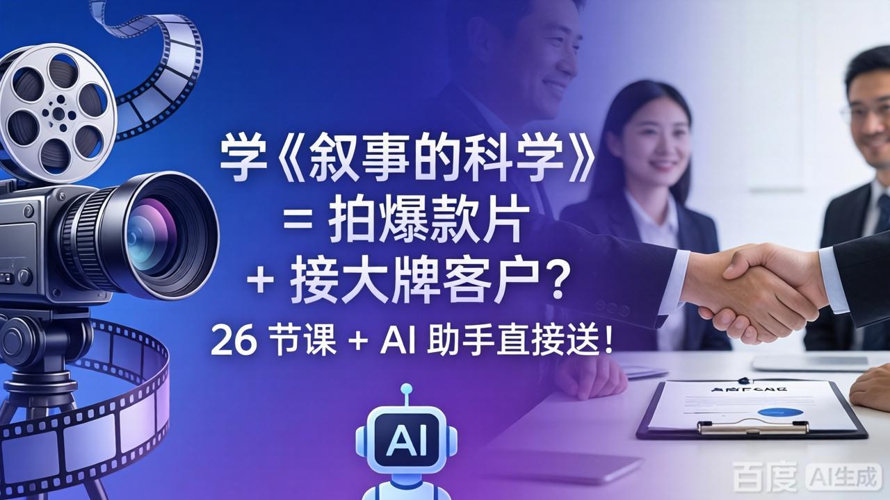 学《叙事的科学》= 拍爆款片 + 接大牌客户？26 节课 + AI 助手直接送！-hl998