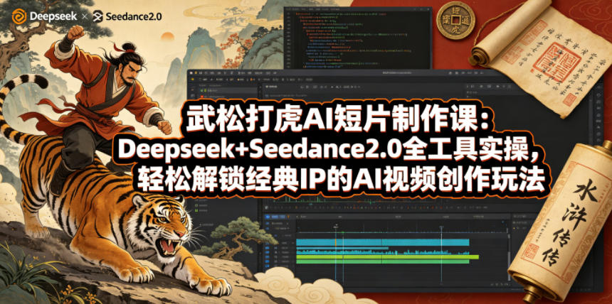 武松打虎AI短片制作课：Deepseek+Seedance2.0全工具实操，轻松解锁经典IP的AI视频创作玩法-hl998