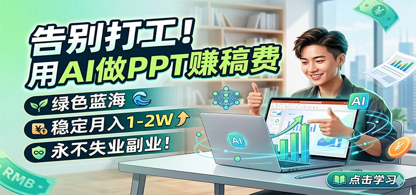 告别打工!用AI做PPT赚稿费,绿色蓝海,稳定月入1-2W,永不失业副业!-hl998