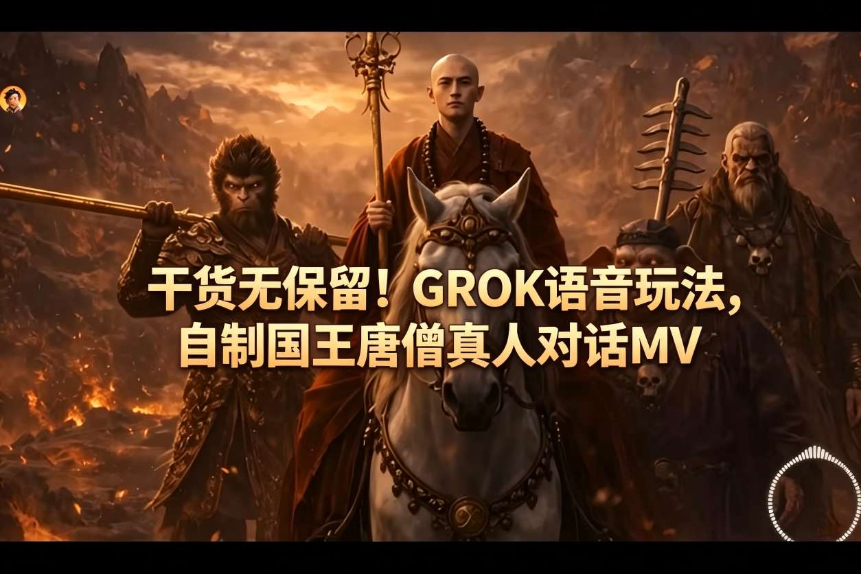 干货无保留！GROK语音玩法，自制国王唐僧真人对话MV-hl998