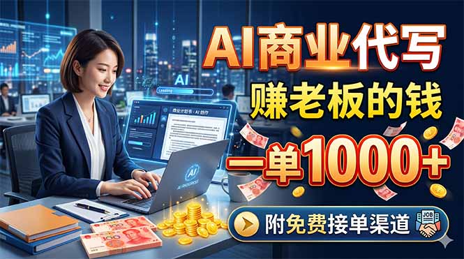 AI商业代写，赚老板的钱，一单1000+，附免费接单渠道-hl998
