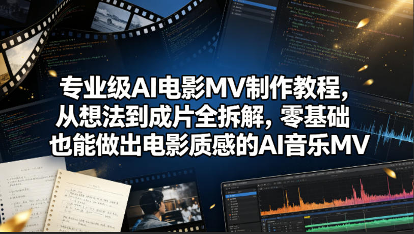 专业级AI电影MV制作教程，从想法到成片全拆解，零基础也能做出电影质感的AI音乐MV-hl998