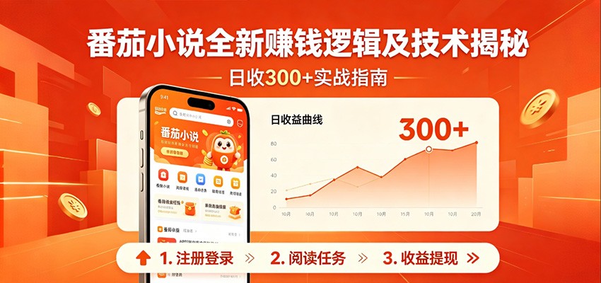 番茄小说全新赚钱逻辑及技术日收300+，小白新书皆可做！无脑赚就行了！-hl998
