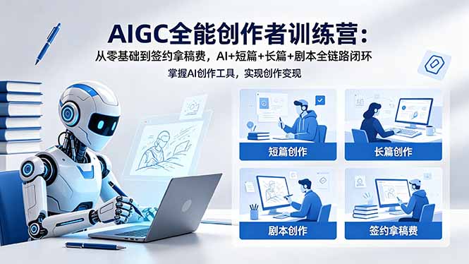 AIGC全能创作者训练营：从零基础到签约拿稿费，AI+短篇+长篇+剧本全链路闭环-hl998