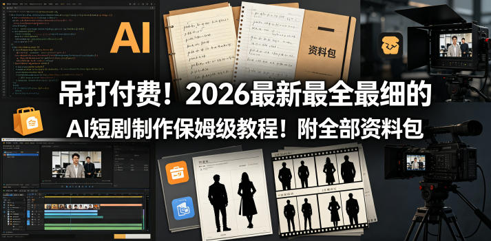 吊打付费！2026最新最全最细的AI短剧制作保姆级教程！附全部资料包-hl998