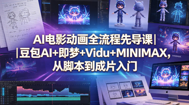 AI电影动画全流程先导课｜豆包AI+即梦+Vidu+MINIMAX，从脚本到成片入门-hl998