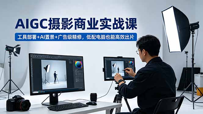 AIGC 摄影商业实战课，工具部署+AI置景+广告级精修，低配电脑也能高效出片-hl998