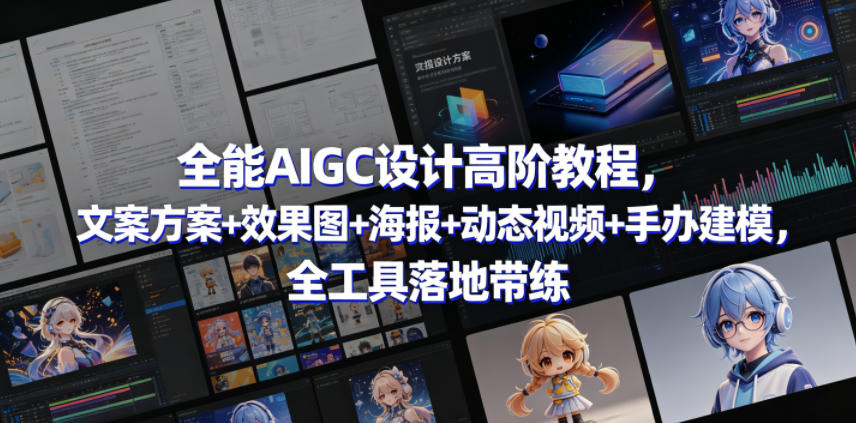 全能AIGC设计高阶教程，文案方案+效果图+海报+动态视频+手办建模，全工具落地带练-hl998