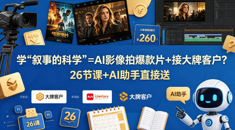 学《叙事的科学》=AI影像拍爆款片+接大牌客户？26节课+AI助手直接送【原创双语字幕】-hl998