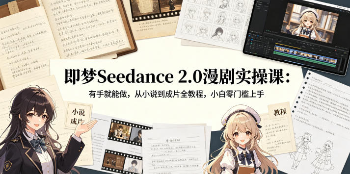 即梦Seedance 2.0漫剧实操课：有手就能做，从小说到成片全教程，小白零门槛上手-hl998