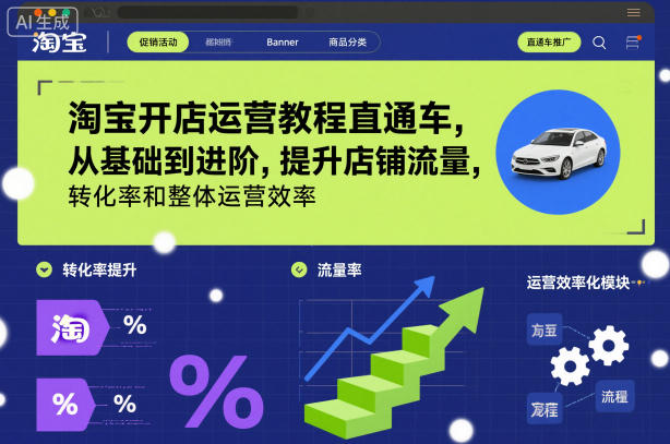 淘宝开店运营教程直通车，从基础到进阶，提升店铺流量，转化率和整体运营效率(更新26年4月20日)-hl998