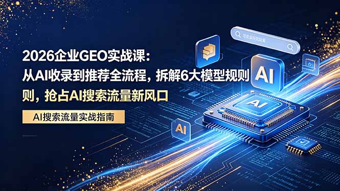 2026 企业GEO实战课：从AI收录到推荐全流程，拆解6大模型规则，抢占 AI 搜索流量新风口-hl998