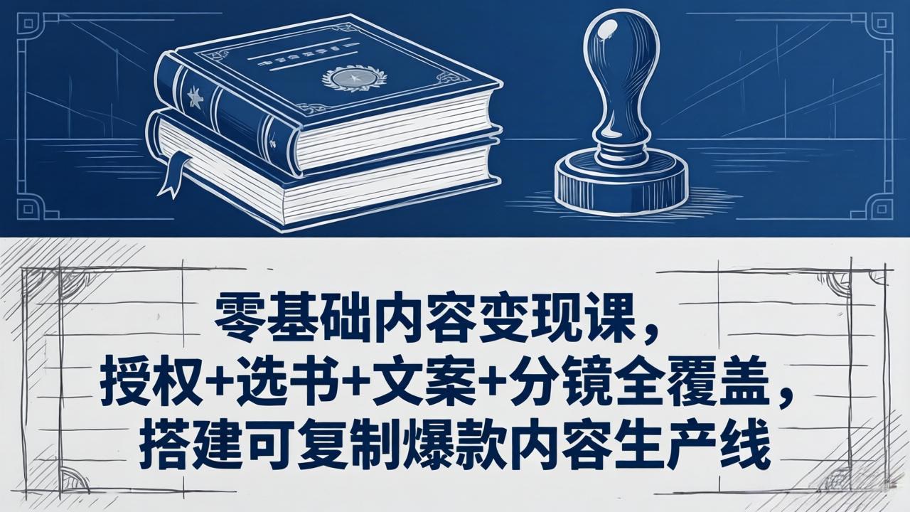 零基础内容变现课，授权+选书+文案+分镜全覆盖，搭建可复制爆款内容生产线-hl998