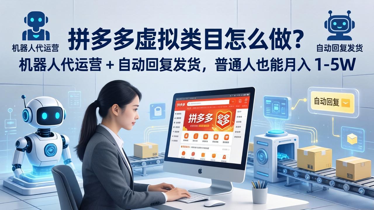 拼多多虚拟类目怎么做？机器人代运营 + 自动回复发货，普通人也能月入 1-5W-hl998