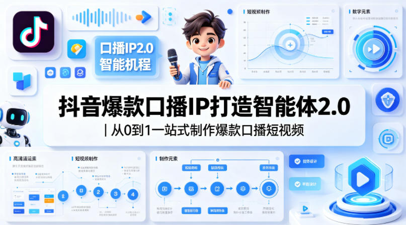 抖音爆款口播IP打造智能体2.0｜从0到1一站式制作爆款口播短视频-hl998