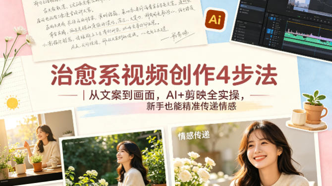 治愈系视频创作4步法｜从文案到画面，AI+剪映全实操，新手也能精准传递情感-hl998