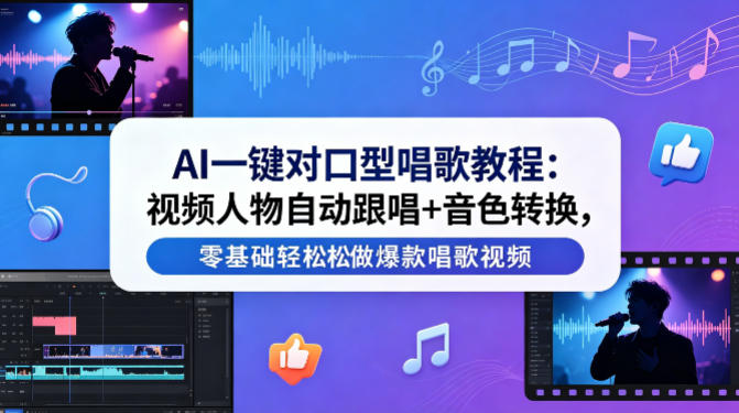AI一键对口型唱歌教程：视频人物自动跟唱+音色转换，零基础轻松做爆款唱歌视频-hl998