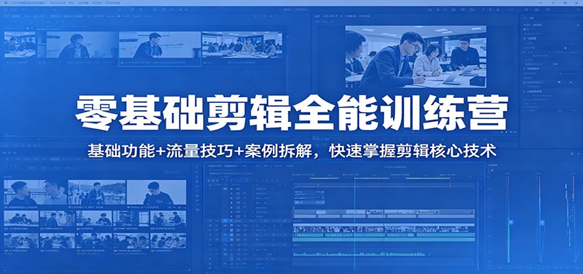 零基础剪辑全能训练营：基础功能+流量技巧+案例拆解，快速掌握剪辑核心技术-hl998