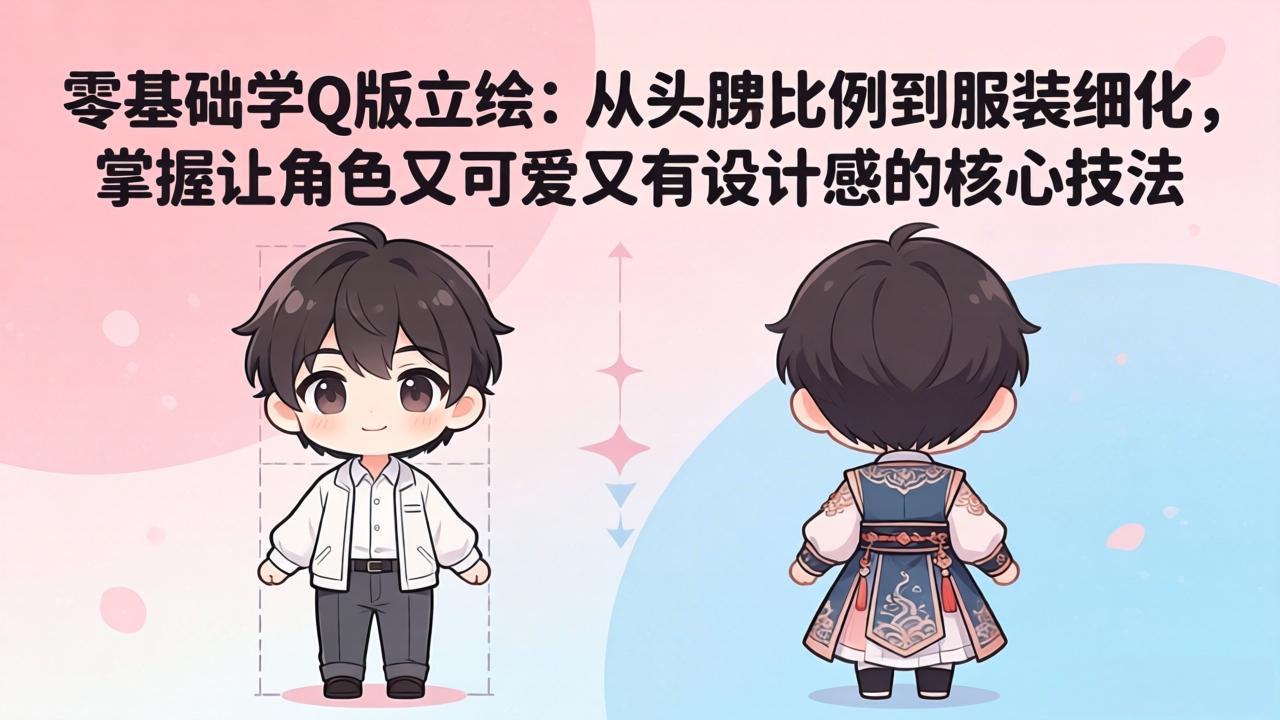零基础学Q版立绘：从头身比例到服装细化，掌握让角色又可爱又有设计感的核心技法-hl998