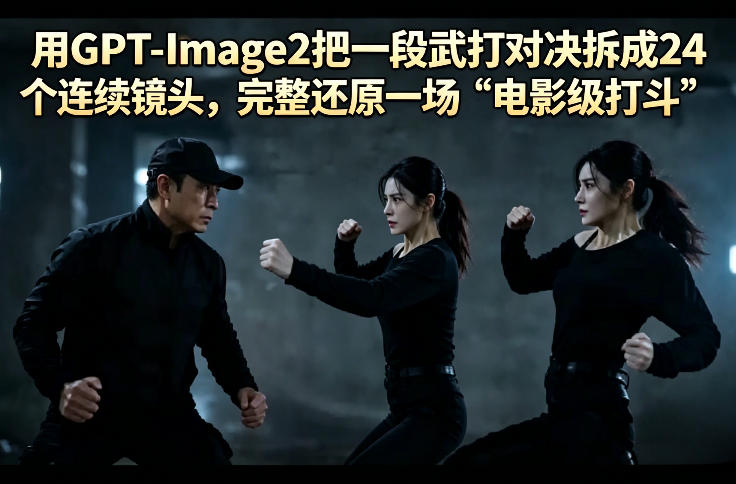 用GPT-Image2把一段武打对决拆成24个连续镜头，完整还原一场“电影级打斗”-hl998