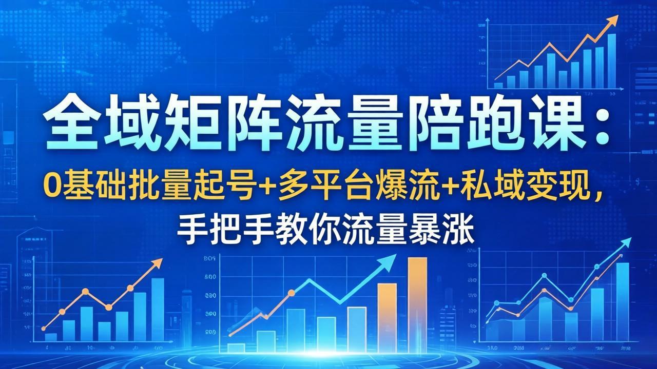 全域矩阵流量陪跑课：0基础批量起号+多平台爆流+私域变现，手把手教你流量暴涨-hl998