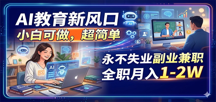 AI教育新风口，小白可做，超简单，永不失业副业兼职 全职月入1-2W-hl998