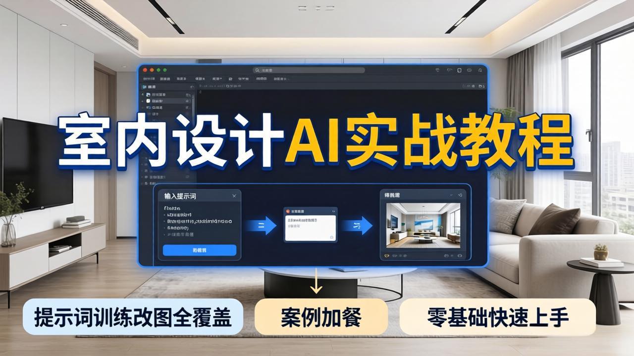 2026室内设计AI实战教程，提示词训练改图全覆盖，搭配案例加餐，零基础也能快速上手-hl998
