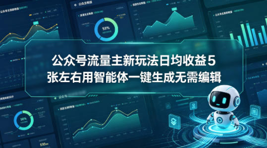 公众号流量主新玩法日均收益5张左右用智能体一键生成无需编辑-hl998
