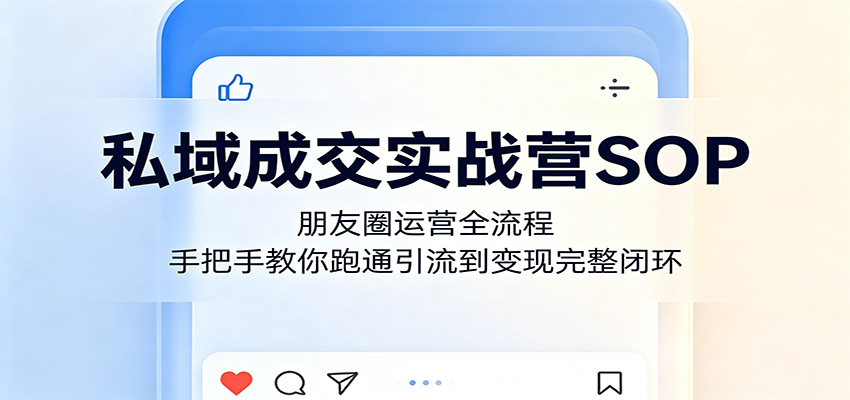 私域成交实战营SOP：朋友圈运营全流程，手把手教你跑通引流到变现完整闭环-hl998